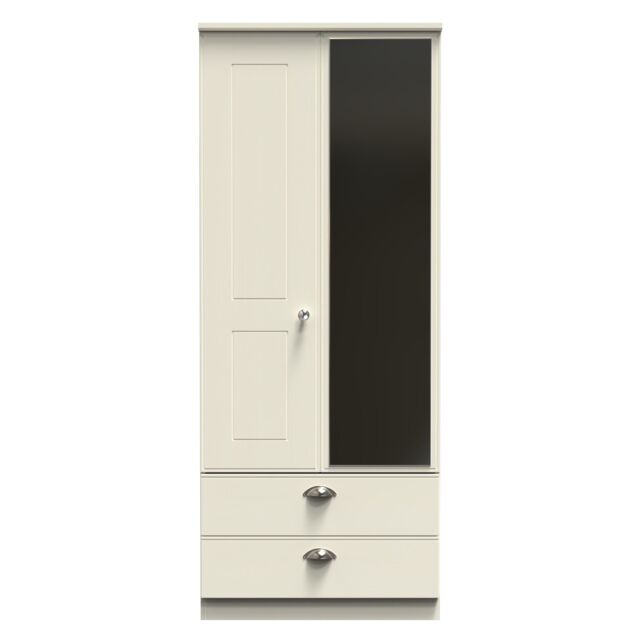 Ready Assembled 2 U Albert 2 Door 2 Drawer Mirrored Wardrobe (Ready Assembled) in Cream - image 1