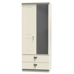 Ready Assembled 2 U Albert 2 Door 2 Drawer Mirrored Wardrobe (Ready Assembled) in Cream - thumbnail 3