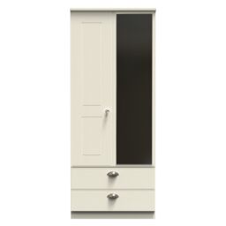 Ready Assembled 2 U Albert 2 Door 2 Drawer Mirrored Wardrobe (Ready Assembled) in Cream - thumbnail 1