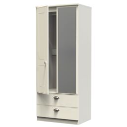 Ready Assembled 2 U Albert 2 Door 2 Drawer Mirrored Wardrobe (Ready Assembled) in Cream - thumbnail 5