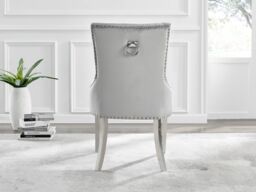 FurnitureboxUK Set of 2 Belgravia Soft Velvet Scoop Knockerback Dining Chairs in Grey - thumbnail 4