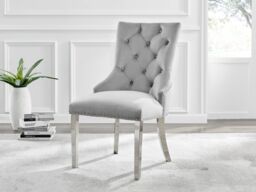 FurnitureboxUK Set of 2 Belgravia Soft Velvet Scoop Knockerback Dining Chairs in Grey