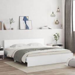 Berkfield Home Bed Frame with LED without Mattress White 180x200 cm Super King - thumbnail 1