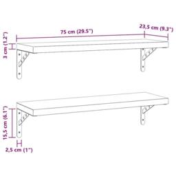 Berkfield Home Wall Shelves 2 pcs 75x23.5 cm Silver Stainless Steel - thumbnail 9