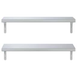 Berkfield Home Wall Shelves 2 pcs 75x23.5 cm Silver Stainless Steel - thumbnail 5