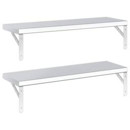 Berkfield Home Wall Shelves 2 pcs 75x23.5 cm Silver Stainless Steel - thumbnail 7
