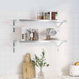 Berkfield Home Wall Shelves 2 pcs 75x23.5 cm Silver Stainless Steel - thumbnail 2