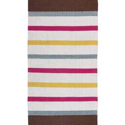 Wyld and Coco Handwoven Cotton Rag Rug 80 x 150 cm Multicolour Stripes - Size: 80 cm x 150 cm - thumbnail 2