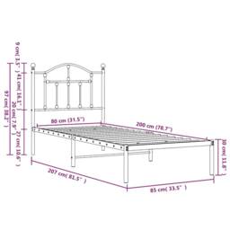 Berkfield Home Metal Bed Frame with Headboard Black 80x200 cm - thumbnail 9