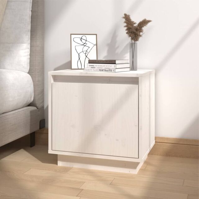 Berkfield Home Bedside Cabinet White 40x30x40 cm Solid Wood Pine - Size: 40 x 30 x 40 cm - image 1