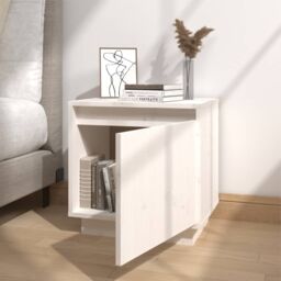 Berkfield Home Bedside Cabinet White 40x30x40 cm Solid Wood Pine - Size: 40 x 30 x 40 cm - thumbnail 3