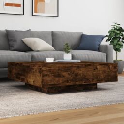 Berkfield Home Coffee Table Smoked Oak 100x100x31 cm Engineered Wood in Brown - Size: 100 x 100 x 31 cm - thumbnail 3