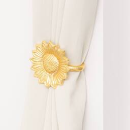 Melody Maison Set Of 2 Gold Metal Sunflower Wall Mounted Tie Backs - thumbnail 4