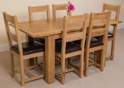 Thats Furniture Hampton 120-160cm Oak Extending Dining Table & 6 Lincoln Chairs in Brown - thumbnail 3