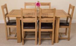 Thats Furniture Hampton 120-160cm Oak Extending Dining Table & 6 Lincoln Chairs in Brown - thumbnail 2