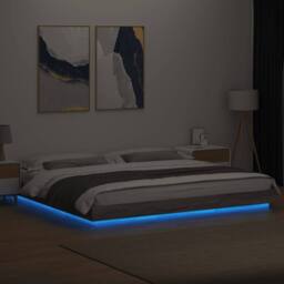 Berkfield Home Bed Frame with LED Lights without Mattress Grey Sonoma 180x200cm - Size: Super King - thumbnail 4