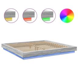 Berkfield Home Bed Frame with LED Lights without Mattress Grey Sonoma 180x200cm - Size: Super King - thumbnail 8