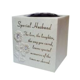 David Fischhoff Memorial Grave Sunflower Rose Bowl - Special Husband in Cream