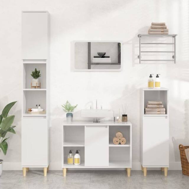 Berkfield Home Sink Cabinet High Gloss White 80x33x60 cm Engineered Wood - Size: 80 x 33 x 60 cm - image 1