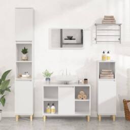 Berkfield Home Sink Cabinet High Gloss White 80x33x60 cm Engineered Wood - Size: 80 x 33 x 60 cm