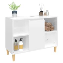 Berkfield Home Sink Cabinet High Gloss White 80x33x60 cm Engineered Wood - Size: 80 x 33 x 60 cm - thumbnail 4