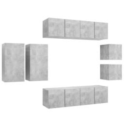 Berkfield Home 8 Piece TV Cabinet Set Concrete Grey Engineered Wood - thumbnail 1