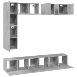 Berkfield Home 8 Piece TV Cabinet Set Concrete Grey Engineered Wood - thumbnail 3