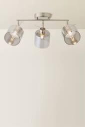 ValueLights Demi Brushed Chrome 3 Bar Smoked Glass Spotlight Ceiling Light in Metallic Silver - thumbnail 3