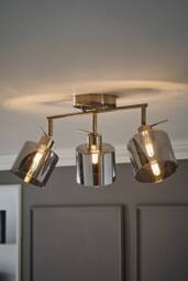 ValueLights Demi Brushed Chrome 3 Bar Smoked Glass Spotlight Ceiling Light in Metallic Silver