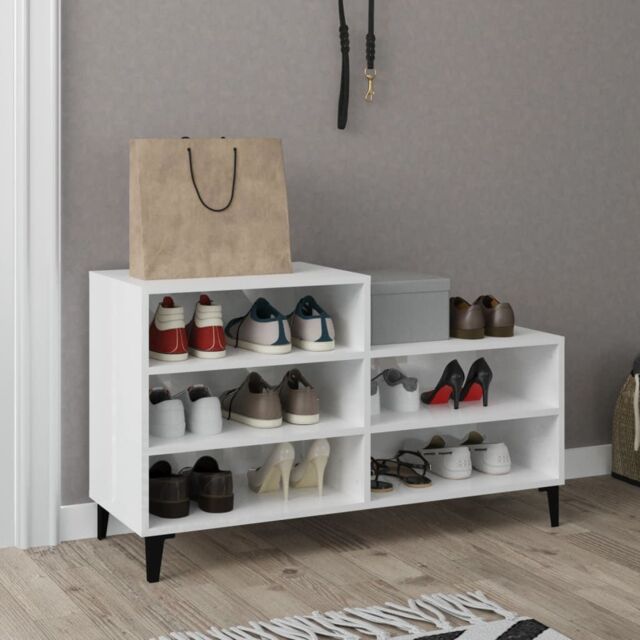 Berkfield Home Shoe Cabinet High Gloss White 102x36x60 cm Engineered Wood - Size: 102 x 36 x 60 cm - image 1