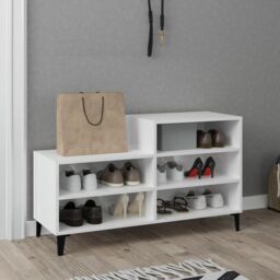 Berkfield Home Shoe Cabinet High Gloss White 102x36x60 cm Engineered Wood - Size: 102 x 36 x 60 cm - thumbnail 6