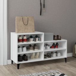Berkfield Home Shoe Cabinet High Gloss White 102x36x60 cm Engineered Wood - Size: 102 x 36 x 60 cm