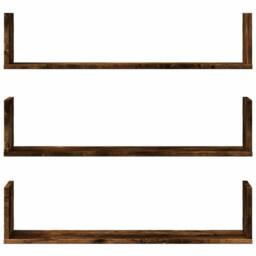Berkfield Home Wall Shelves 3 pcs Smoked Oak 80x18x18 cm Engineered Wood in Brown - Size: 80 x 18 x 18 cm - thumbnail 4