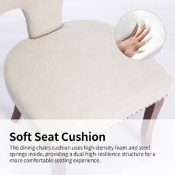 HomeTouch Set of 6 Linen Fabric Upholstered Dining Chairs Accent Chair in Beige - Size: 6 Pack - thumbnail 7