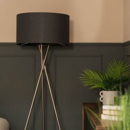 ValueLights Camden Polished Chrome Tripod Floor Lamp with Charcoal Drum Lamp Shade - thumbnail 8
