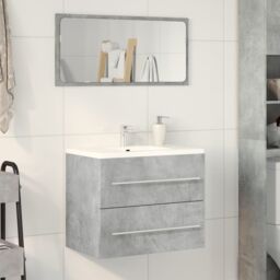 Berkfield Home Sink Cabinet Concrete Grey 60x38.5x48 cm Engineered Wood - thumbnail 3