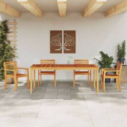 Berkfield Home 7 Piece Garden Dining Set Solid Wood Acacia in Brown - thumbnail 4