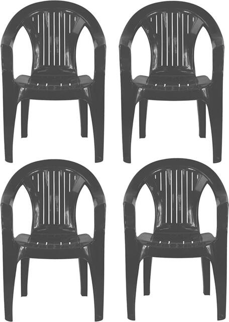 simpa Solana Plastic Patio & Garden Chairs - Set of 4 in Black - image 1