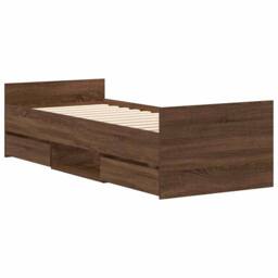 Berkfield Home Bed Frame with Headboard & Footboard Brown Oak 100x200 cm - thumbnail 8