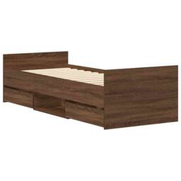 Berkfield Home Bed Frame with Headboard & Footboard Brown Oak 100x200 cm - thumbnail 4