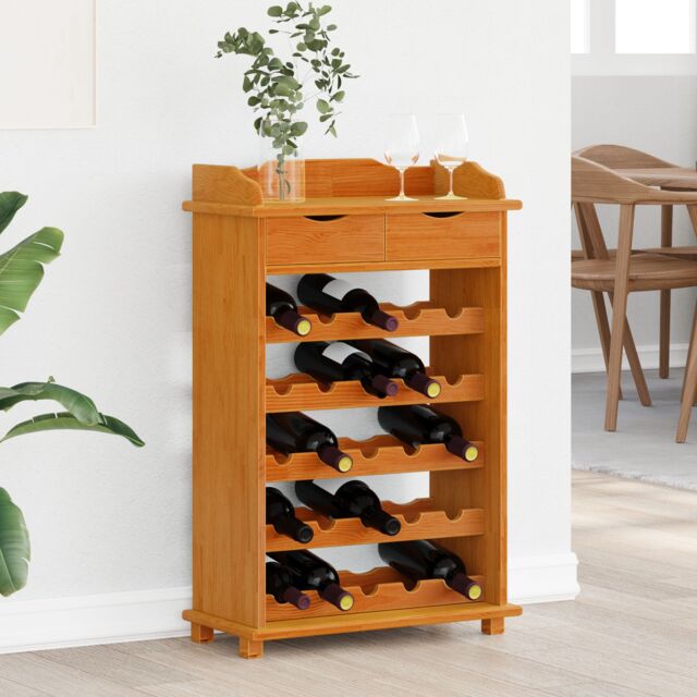 Berkfield Home Wine Rack 90x60x30 cm Solid Wood Pine in Brown - Size: 90 x 60 x 30 cm - image 1
