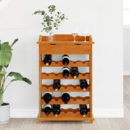 Berkfield Home Wine Rack 90x60x30 cm Solid Wood Pine in Brown - Size: 90 x 60 x 30 cm - thumbnail 4