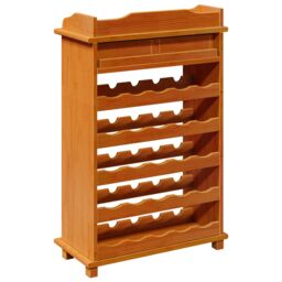 Berkfield Home Wine Rack 90x60x30 cm Solid Wood Pine in Brown - Size: 90 x 60 x 30 cm - thumbnail 6