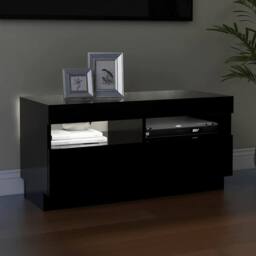 Berkfield Home TV Cabinet with LED Lights Black 80x35x40 cm - Size: 80 x 35 x 40 cm - thumbnail 5