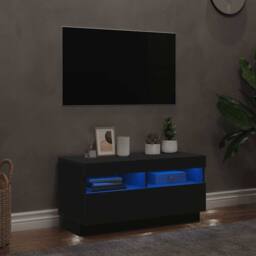 Berkfield Home TV Cabinet with LED Lights Black 80x35x40 cm - Size: 80 x 35 x 40 cm - thumbnail 2