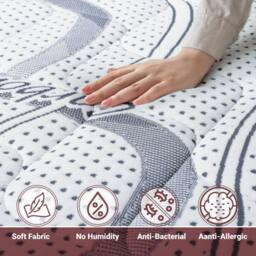 The White Stone Memory Foam Mattress, 27cm Height, Hypoallergenic - 140 x 220 cm in White - Size: King - thumbnail 7