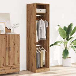 Berkfield Home Wardrobe Artisian Oak 50x50x200 cm Engineered Wood in Brown - Size: 50 x 50 x 200 cm - thumbnail 3