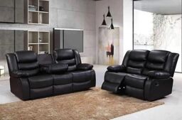 Snugg Furniture UK Limited (3+2 Seater) Roman Leather Recliner 3 Seater & 2 Seater sofa in Grey - thumbnail 1