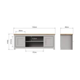 KORVIXA Modern TV Stand Cabinet Unit 2 Door 2 Shelf in Grey - Size: 100 cm x 100 cm - thumbnail 2