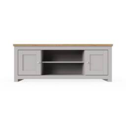KORVIXA Modern TV Stand Cabinet Unit 2 Door 2 Shelf in Grey - Size: 100 cm x 100 cm - thumbnail 3